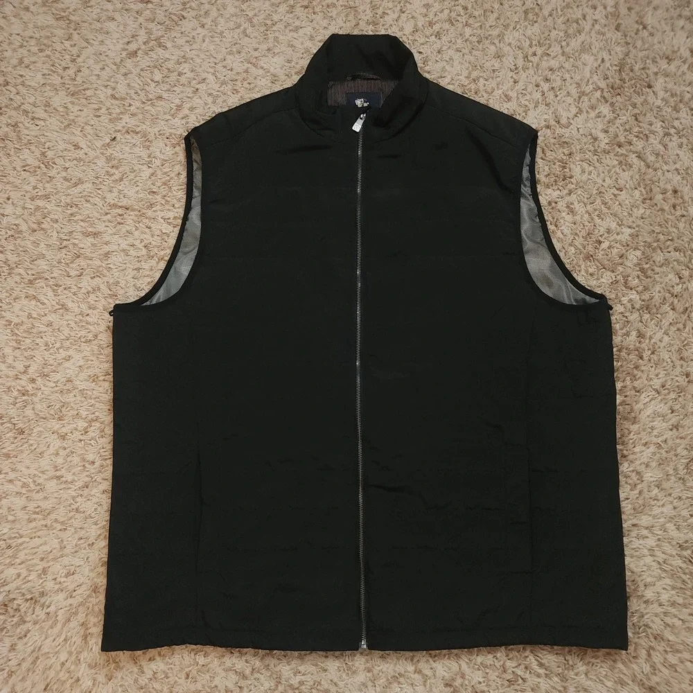 Hart Schaffner Marx Vest Men 3XT Black Full Zip Mock Neck Quilted Lined Big Tall